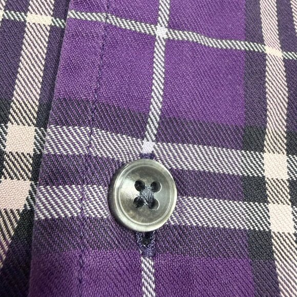 Burberry London Dress Shirt Purple Made in UK Check Logo Cotton 42 16 1/2 Large - Picture 7 of 10